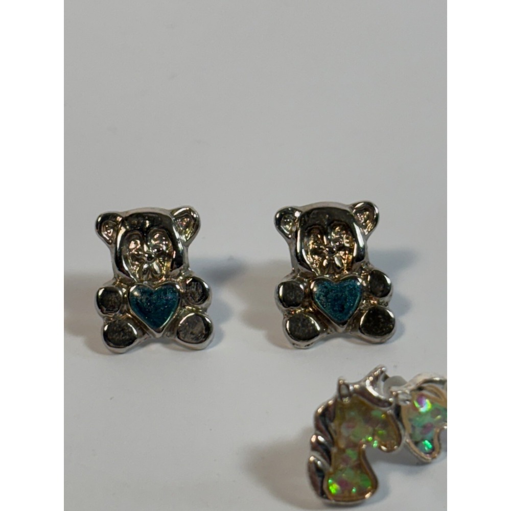Fun Set‎ of Fashion Earrings Y2K Kidcore Teddy Bear Unicorns